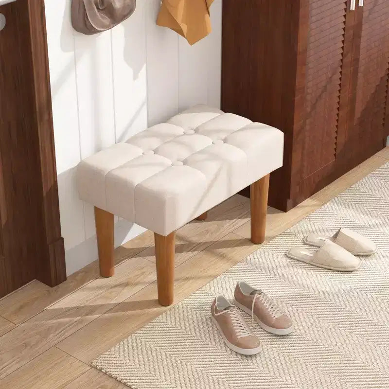 Petit tabouret repose-pieds capitonné, pouf repose-pieds rembourré avec pieds