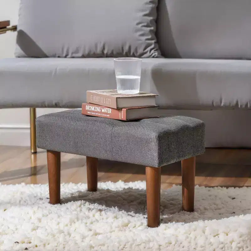 Petit tabouret repose-pieds capitonné, pouf repose-pieds rembourré avec pieds
