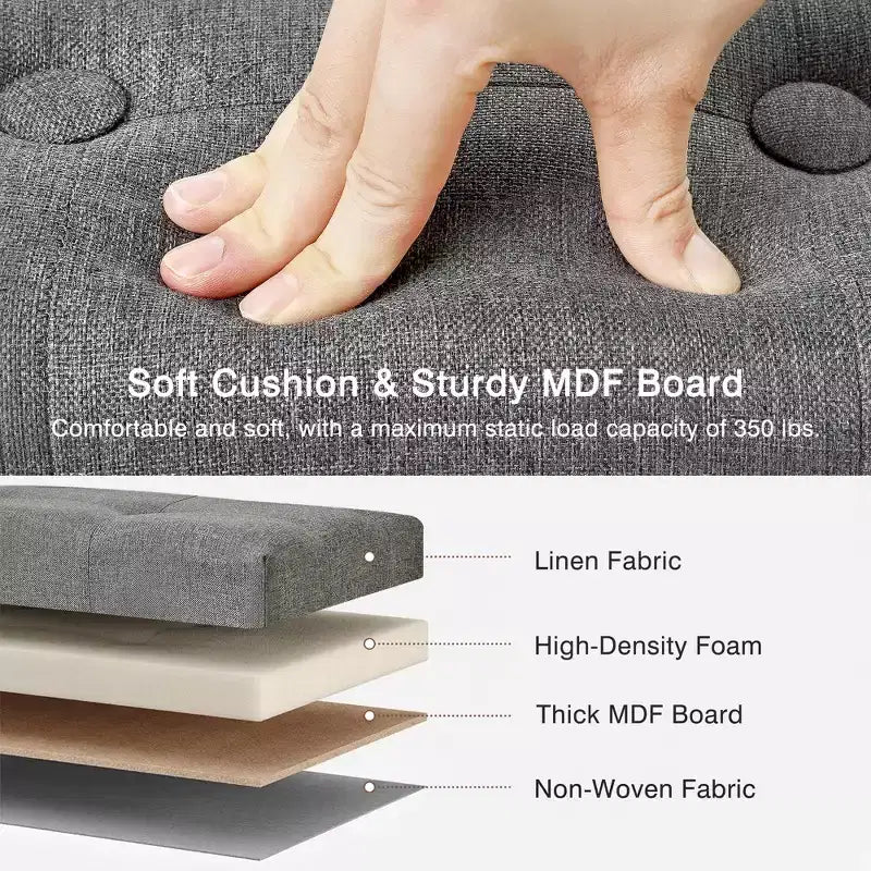 Petit tabouret repose-pieds capitonné, pouf repose-pieds rembourré avec pieds