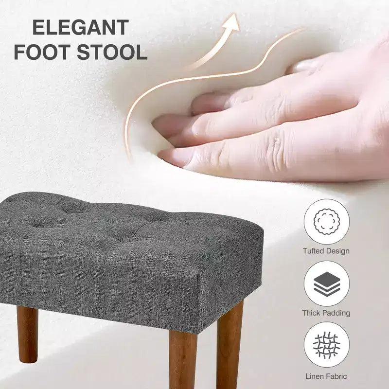 Petit tabouret repose-pieds capitonné, pouf repose-pieds rembourré avec pieds