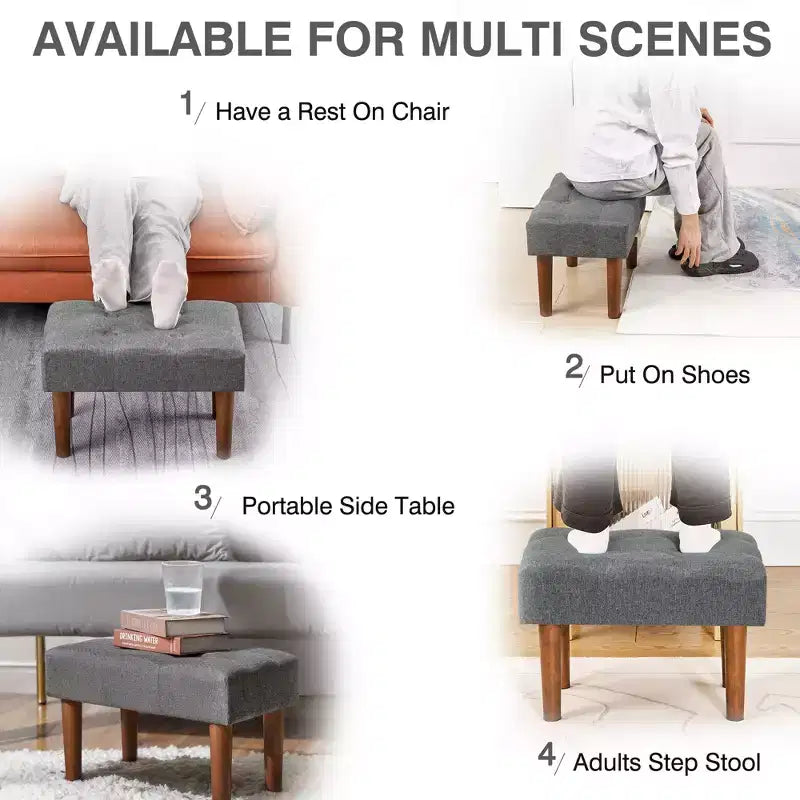 Petit tabouret repose-pieds capitonné, pouf repose-pieds rembourré avec pieds
