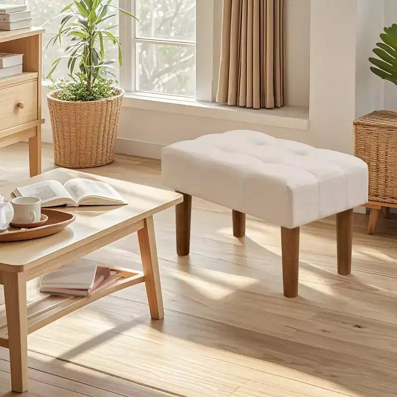 Petit tabouret repose-pieds capitonné, pouf repose-pieds rembourré avec pieds