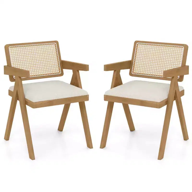 Chaises d'appoint en rotin, chaises de salle à manger en tissu, chaises de salon modernes, blanches