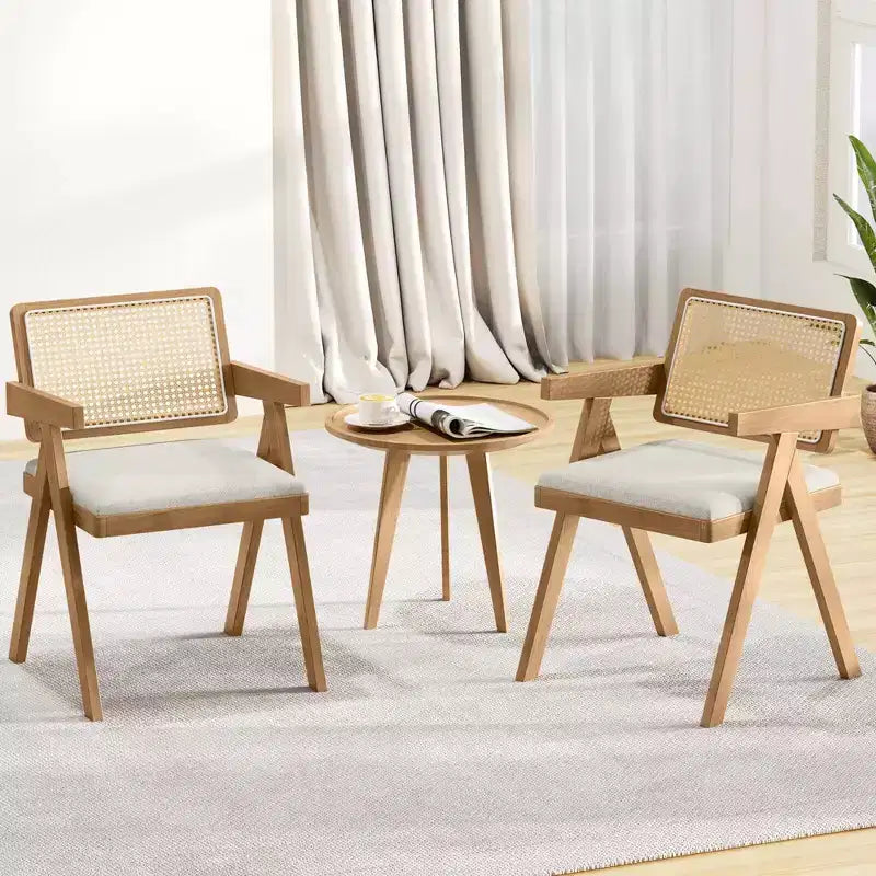 Chaises d'appoint en rotin, chaises de salle à manger en tissu, chaises de salon modernes, blanches