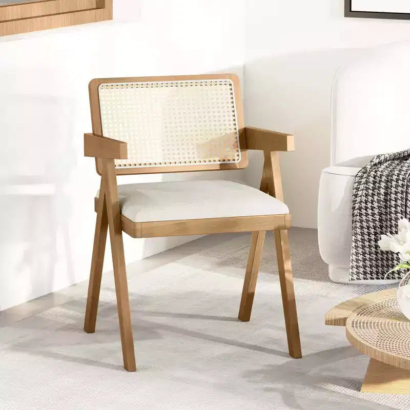 Chaises d'appoint en rotin, chaises de salle à manger en tissu, chaises de salon modernes, blanches