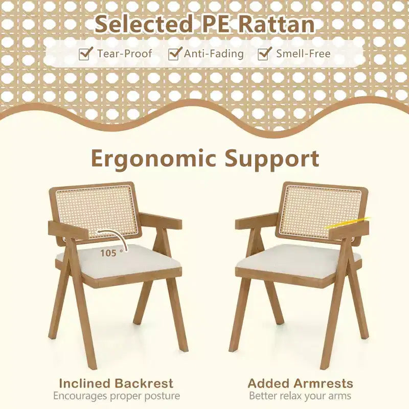 Chaises d'appoint en rotin, chaises de salle à manger en tissu, chaises de salon modernes, blanches