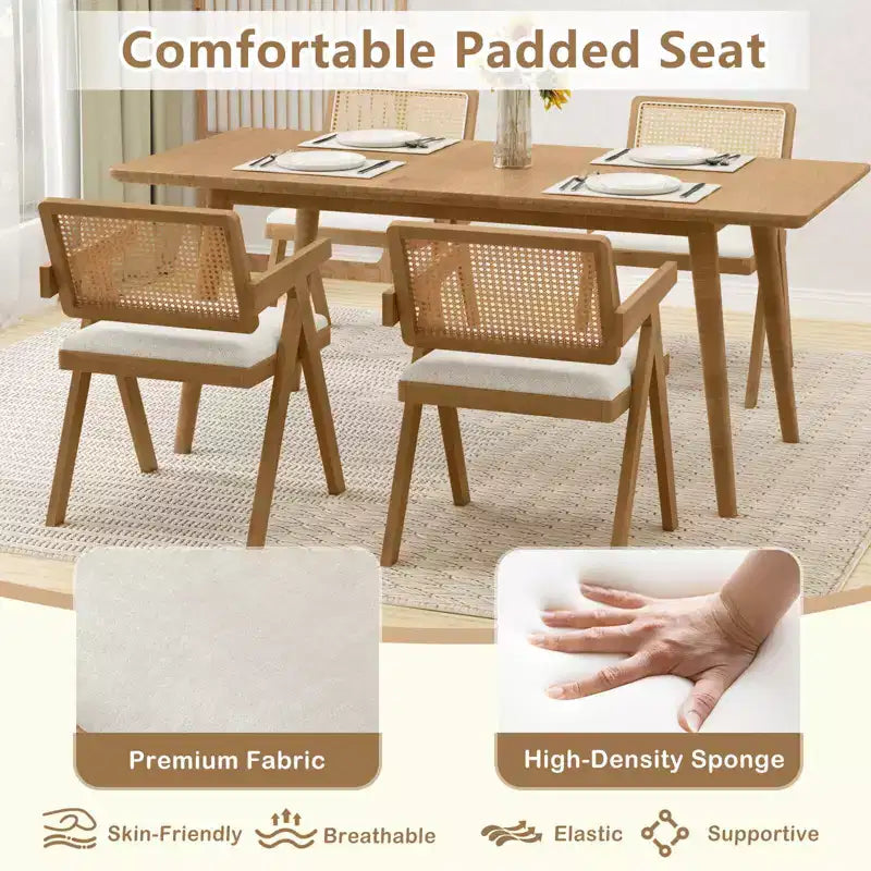 Chaises d'appoint en rotin, chaises de salle à manger en tissu, chaises de salon modernes, blanches