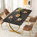 Table à manger rectangulaire pour 4 personnes, table de cuisine moderne de 63 pouces avec plateau en faux marbre et pieds en métal