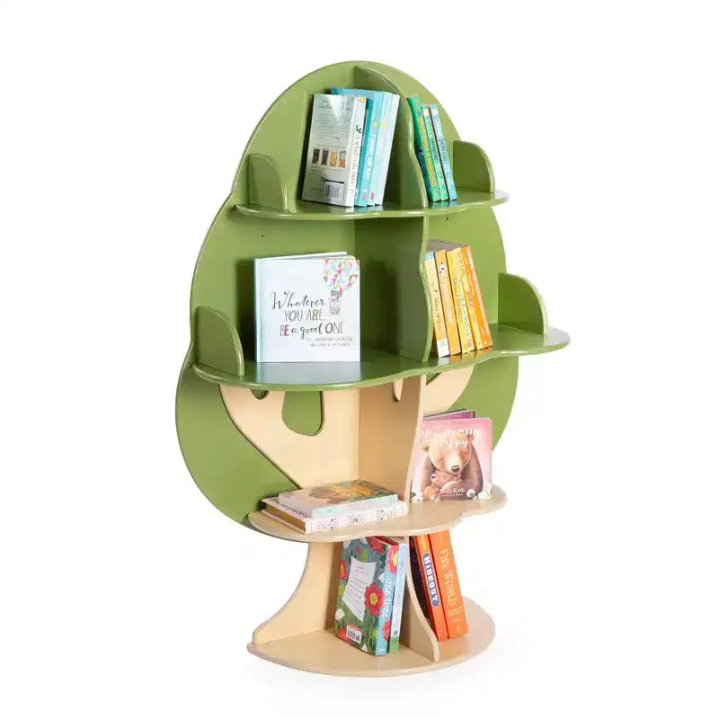 Guidecraft Kids Tree Bookshelf: Library Bookcase, Toddler Book Shelf, Green Wood 4 Tier Bookshelf, Nursery Furniture Decor, Bedroom &amp; Playroom Storage