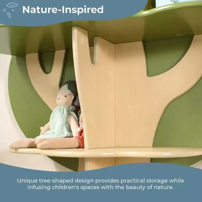 Étagère à livres pour enfants "Kids Tree": Bibliothèque, Étagère à livres pour tout-petits, Étagère verte en bois à 4 niveaux, Décoration de meubles de chambre d'enfant, Rangement pour chambre et salle de jeux