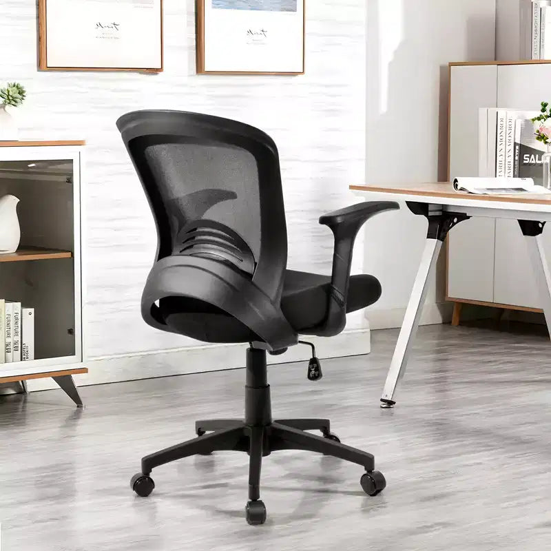 Chaise de bureau ergonomique en maille, capacité 150 kg, fauteuil de bureau avec support lombaire intégré, assise en mousse haute densité, piétement cinq branches