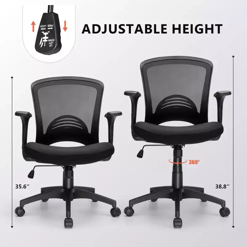 Chaise de bureau ergonomique en maille, capacité 150 kg, fauteuil de bureau avec support lombaire intégré, assise en mousse haute densité, piétement cinq branches