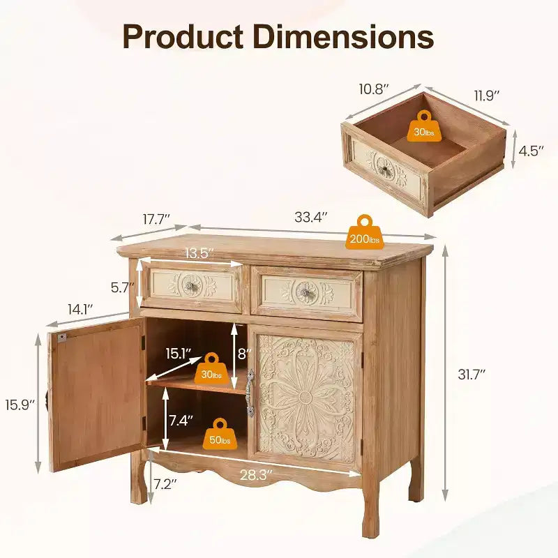Meuble de rangement avec tiroirs et portes