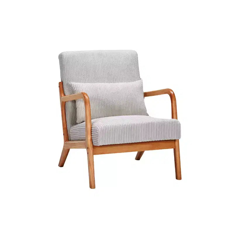 Fauteuil rembourré en bois massif de style Mid-Century avec coussin