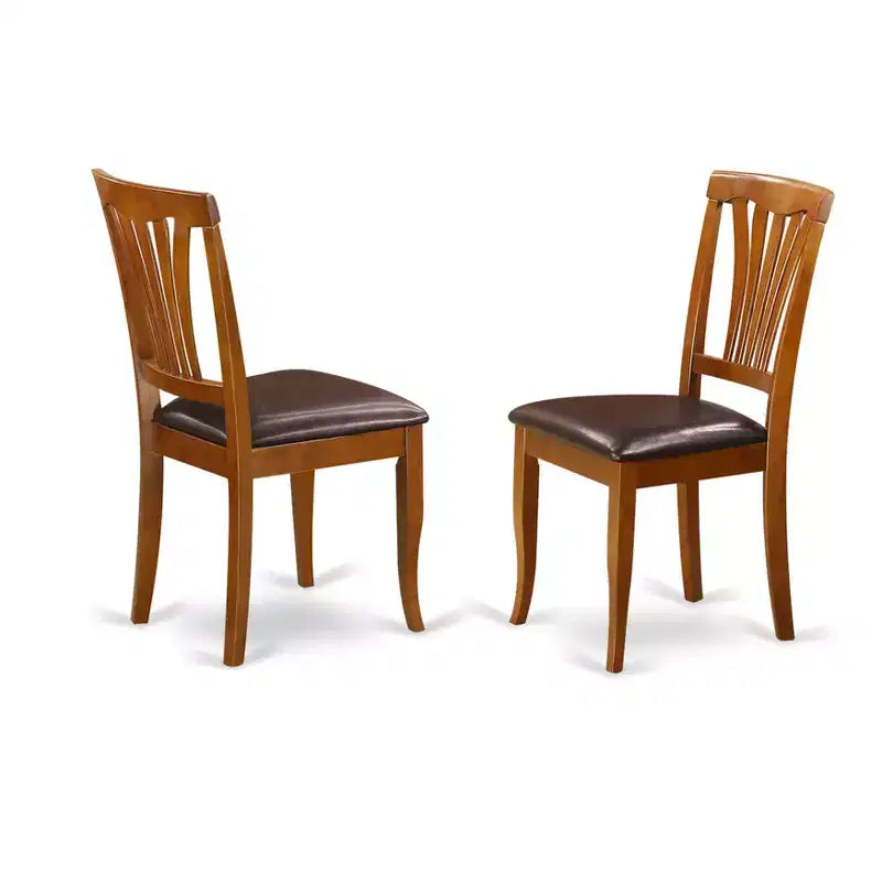 HomeStock Kitchen Dining Chairs Set of 2 Slat Back Buttermilk Cherry Finish