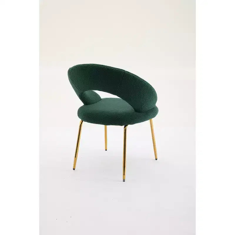 26 Chaises de salle à manger tapissées Chaises d'appoint sans accoudoirs Chaises de bistrot avec dossier incurvé et pied en métal doré, Velours/Tissu Teddy, Blanc/Vert/Rose