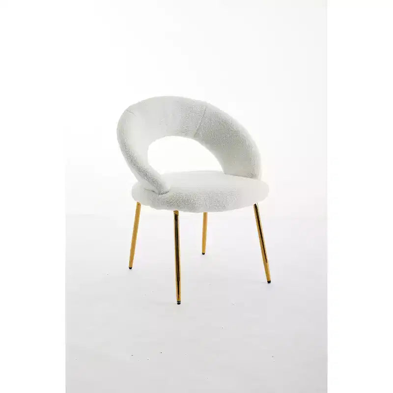 26 Chaises de salle à manger tapissées Chaises d'appoint sans accoudoirs Chaises de bistrot avec dossier incurvé et pied en métal doré, Velours/Tissu Teddy, Blanc/Vert/Rose