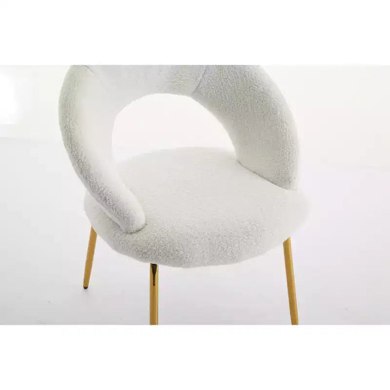26 Chaises de salle à manger tapissées Chaises d'appoint sans accoudoirs Chaises de bistrot avec dossier incurvé et pied en métal doré, Velours/Tissu Teddy, Blanc/Vert/Rose