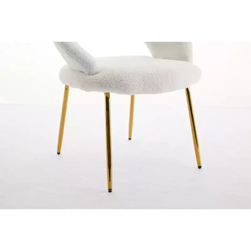 26 Chaises de salle à manger tapissées Chaises d'appoint sans accoudoirs Chaises de bistrot avec dossier incurvé et pied en métal doré, Velours/Tissu Teddy, Blanc/Vert/Rose