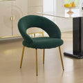 26 Upholstered Dining Chairs Accent Chairs Armless Bistro Chairs with Curved Backrest and Golden Metal Leg, Velvet/Teddy, White/Green/Pink-ModernLuxe