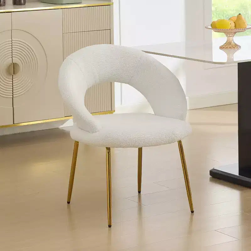 26 Chaises de salle à manger tapissées Chaises d'appoint sans accoudoirs Chaises de bistrot avec dossier incurvé et pied en métal doré, Velours/Tissu Teddy, Blanc/Vert/Rose