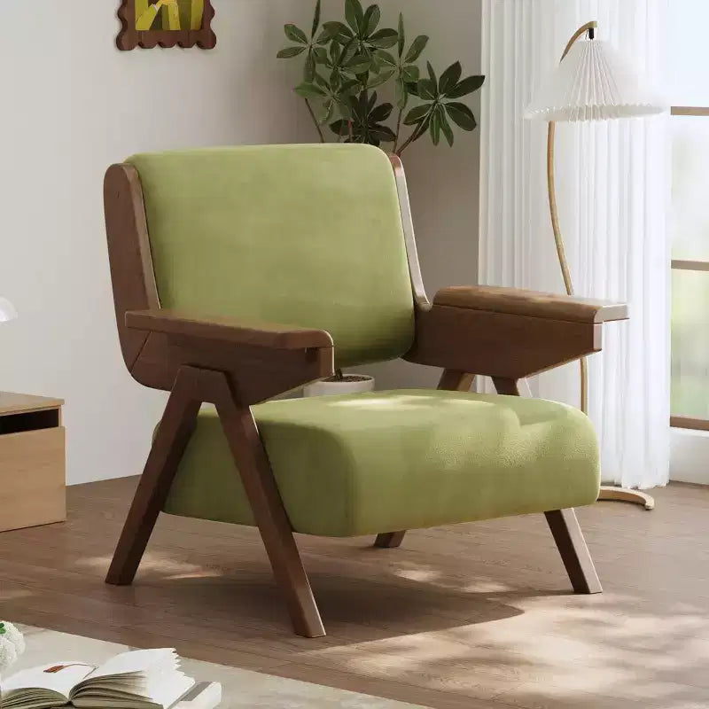 Fauteuil d'appoint moderne en velours et bois massif