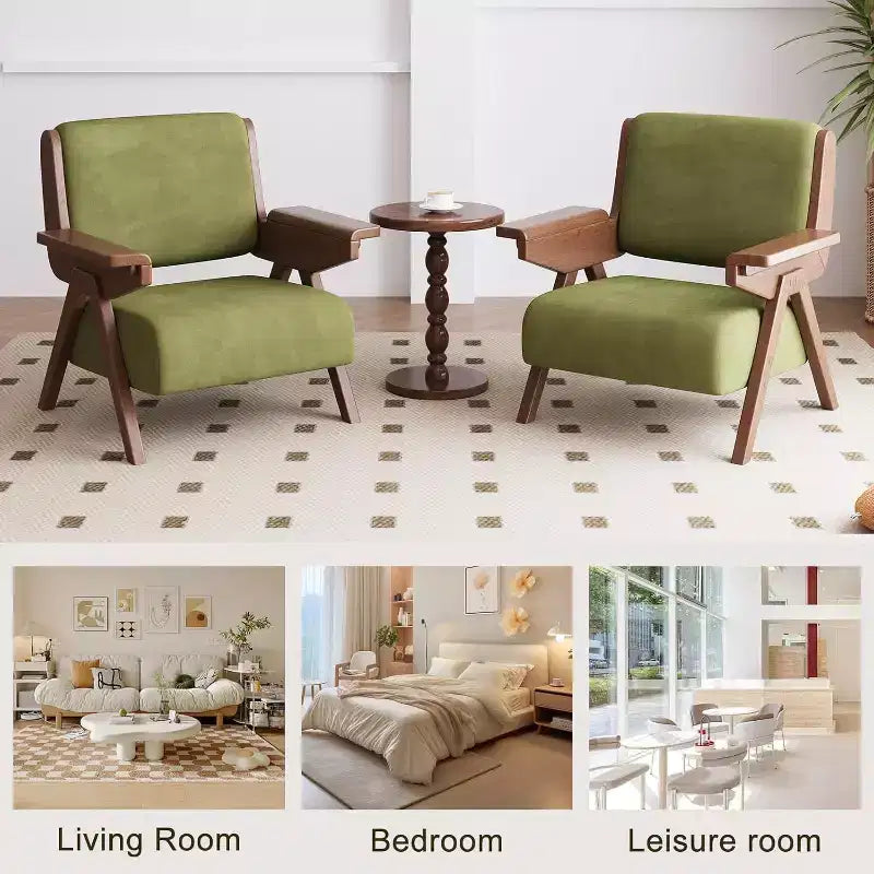 Fauteuil d'appoint moderne en velours et bois massif