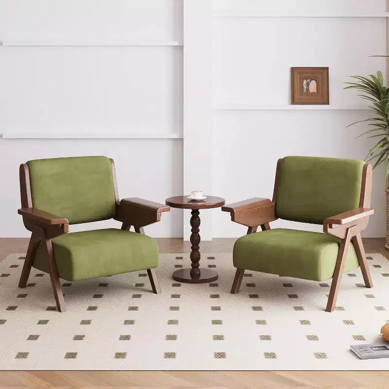 Fauteuil d'appoint moderne en velours et bois massif