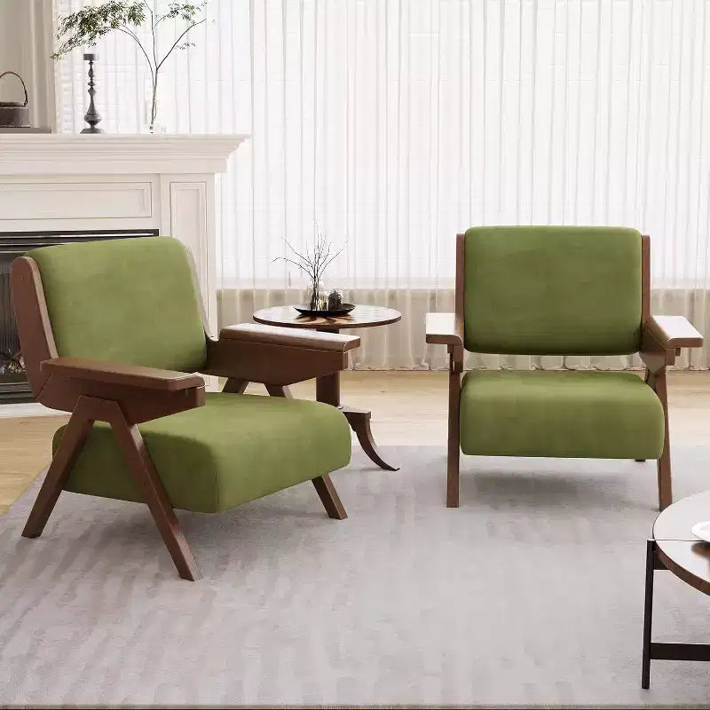 Fauteuil d'appoint moderne en velours et bois massif