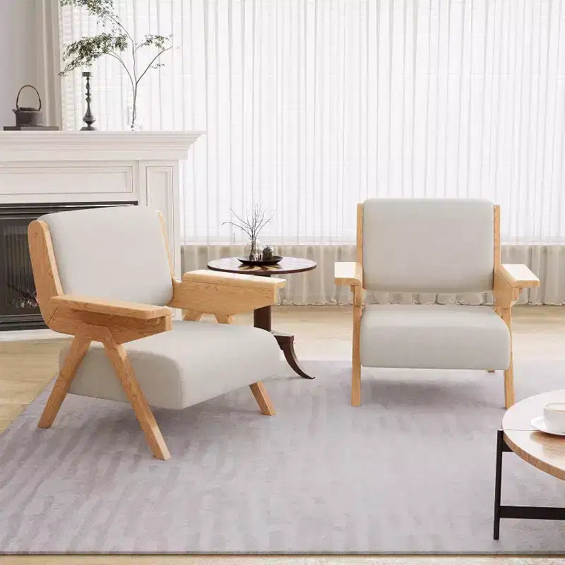 Fauteuil d'appoint moderne en velours et bois massif
