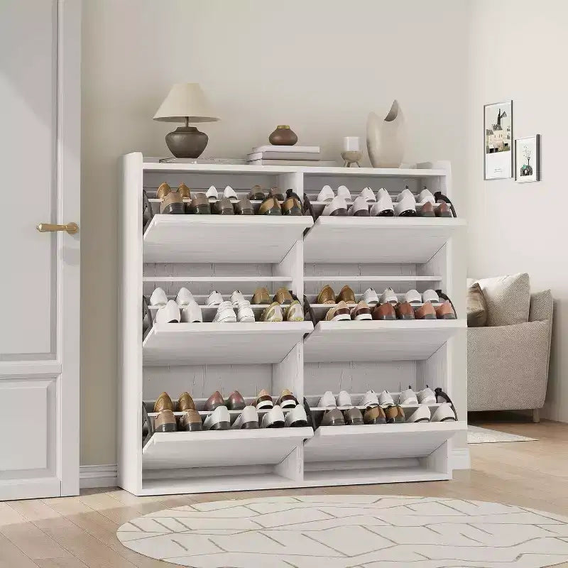 Meuble à chaussures en bois à 6 tiroirs avec étagère réglable