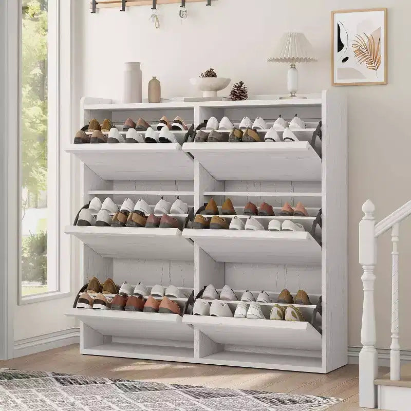 Meuble à chaussures en bois à 6 tiroirs avec étagère réglable