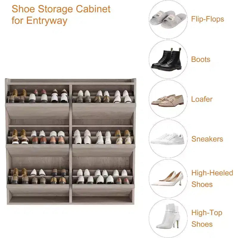 Meuble à chaussures en bois à 6 tiroirs avec étagère réglable