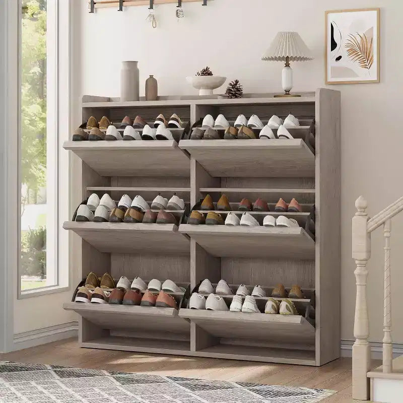 Meuble à chaussures en bois à 6 tiroirs avec étagère réglable