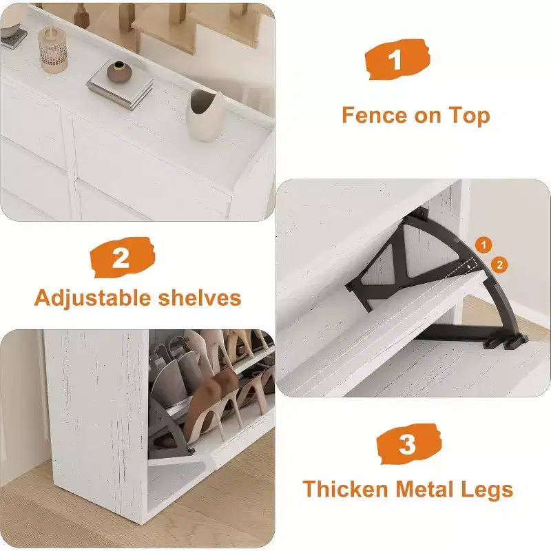 Meuble à chaussures en bois à 6 tiroirs avec étagère réglable