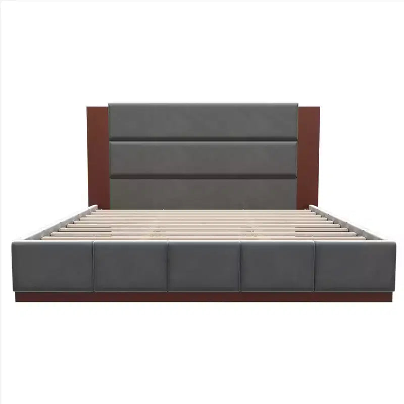 Cadre de lit plateforme en bouclette/velours avec tête de lit en bois étendue, pas besoin de sommier tapissier, taille Queen/King