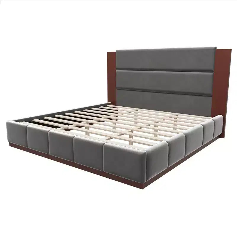 Cadre de lit plateforme en bouclette/velours avec tête de lit en bois étendue, pas besoin de sommier tapissier, taille Queen/King