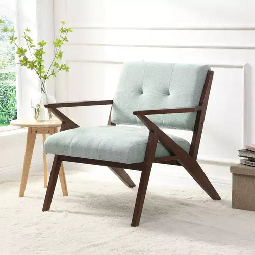 30-Inch Mid-Century Modern Accent Chair with Plush Cushions, Solid Wood Frame, for Cozy Seating
