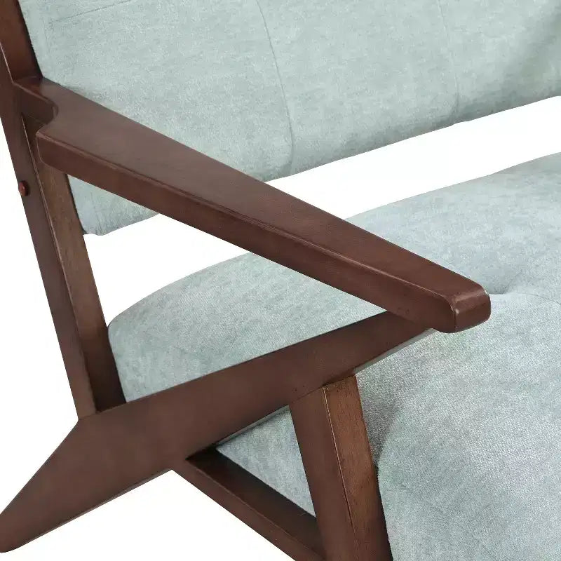 Fauteuil d'appoint Mid-Century Modern de 76 cm avec coussins moelleux, structure en bois massif, pour une assise confortable