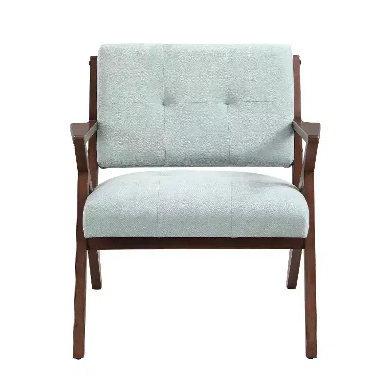 Fauteuil d'appoint Mid-Century Modern de 76 cm avec coussins moelleux, structure en bois massif, pour une assise confortable