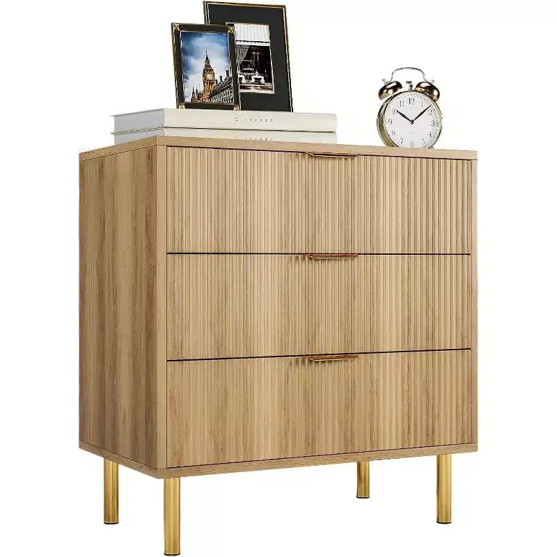Commode moderne à 3 tiroirs pour chambre à coucher Pieds en métal robustes - Grande capacité de rangement Couloir, bureau et salon