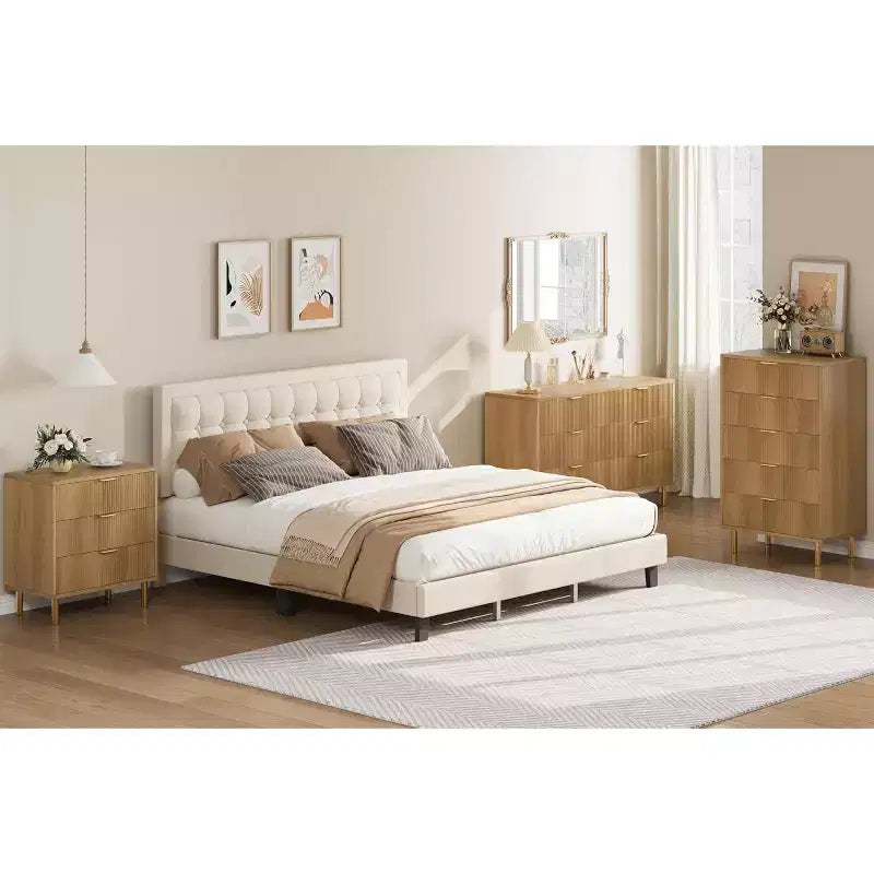 Commode moderne à 3 tiroirs pour chambre à coucher Pieds en métal robustes - Grande capacité de rangement Couloir, bureau et salon