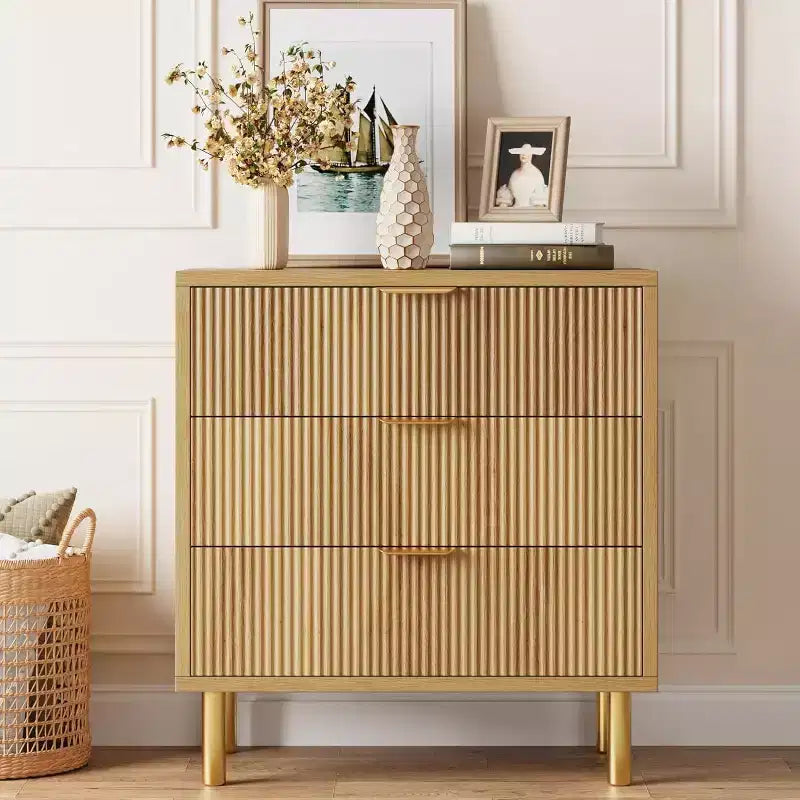 Commode moderne à 3 tiroirs pour chambre à coucher Pieds en métal robustes - Grande capacité de rangement Couloir, bureau et salon