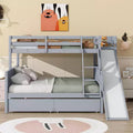 Bellemave Twin over Full Bunk Bed with 2 DrawersSlide, Rubber Wood Bunk Bed with Shelves Ladder,Space-SavingBox Spring Not Required