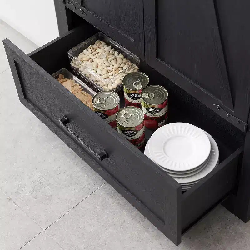 Garde-manger haut de 72 po, armoire de rangement en bois style ferme avec étagères réglables et
