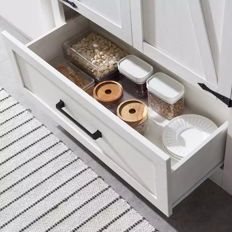 Garde-manger haut de 72 po, armoire de rangement en bois style ferme avec étagères réglables et