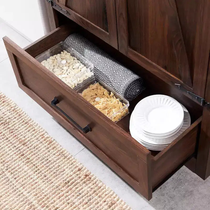 Garde-manger haut de 72 po, armoire de rangement en bois style ferme avec étagères réglables et