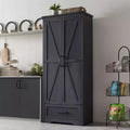 Garde-manger haut de 72 po, armoire de rangement en bois style ferme avec étagères réglables et