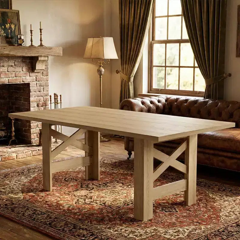 Table de salle à manger de 180 cm pour 6 personnes, grande table de cuisine rectangulaire avec cadre épais et robuste, tables de salle à manger style ferme