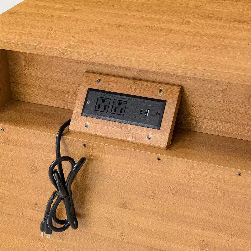 Table de chevet avec 2 tiroirs, façades miroir et station de charge intégrée